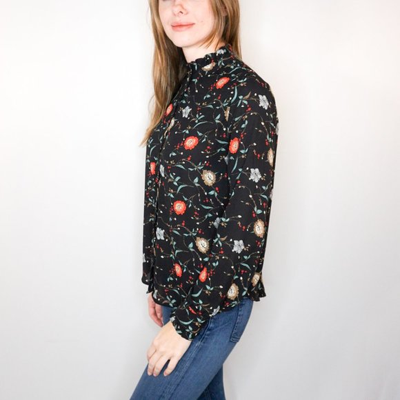 FARROW Black Floral Print Long-Sleeve Blouse - Picture 4 of 5